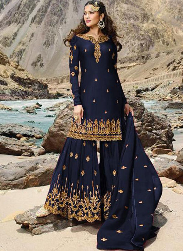 Blue Georgette Pakistani Salwar Kameez Zakarto