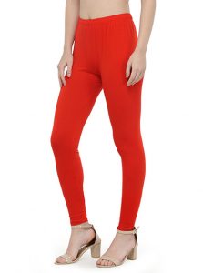 Red Color 4 Way Cotton Lycra Ankle length Leggings