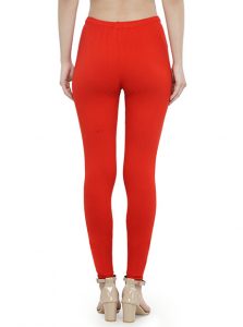 Red Color 4 Way Cotton Lycra Ankle length Leggings