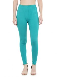 Turquoise Color 4 Way Cotton Lycra Ankle length Leggings