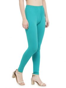 Turquoise Color 4 Way Cotton Lycra Ankle length Leggings