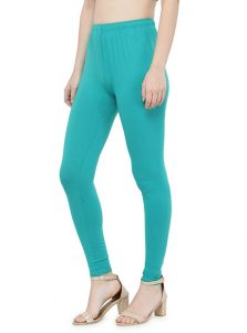 Turquoise Color 4 Way Cotton Lycra Ankle length Leggings