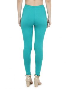 Turquoise Color 4 Way Cotton Lycra Ankle length Leggings