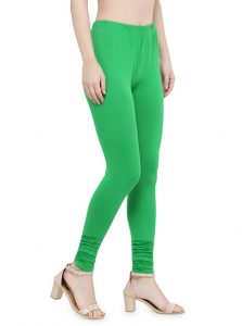 Green Color 4 Way Cotton Lycra Churidar Leggings