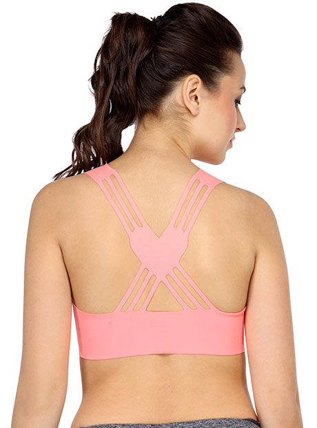 Pink Color Thin Butterfly Seamless Padded Crop Top Bra - Zakarto
