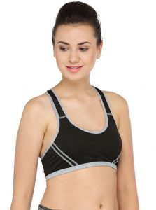 Black Color Women Yoga Stretch Workout Seamless Padded Sports Bra