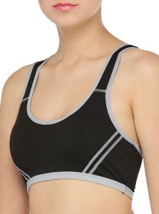 Black Color Women Yoga Stretch Workout Seamless Padded Sports Bra