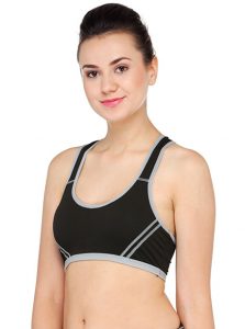 Black Color Women Yoga Stretch Workout Seamless Padded Sports Bra