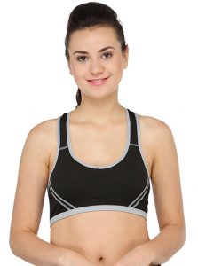 Black Color Women Yoga Stretch Workout Seamless Padded Sports Bra