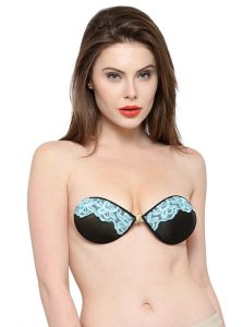 Pink Color Strapless Seamless Self-adhesive Bra with Breathable Holes