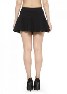 Black Color Knit Skater Skirt