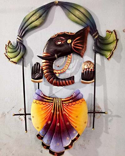 Shal Ganesha Wall Hanging Wrought Iron Handicraft Wall Hanging Showpiece