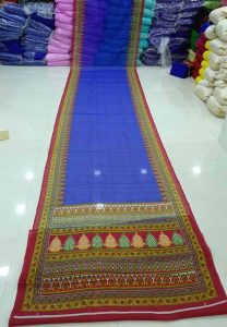 Devdas Blue Printed Bhagalpuri Silk Sarees With Blouse