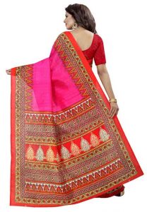 Devdas Pink Printed Bhagalpuri Silk Sarees With Blouse