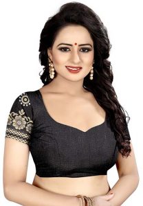 Sampurna Black Printed Bhagalpuri Silk Sarees With Blouse