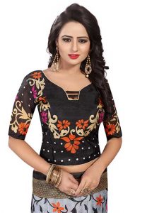 Swati Black Printed Bhagalpuri Silk Sarees With Blouse