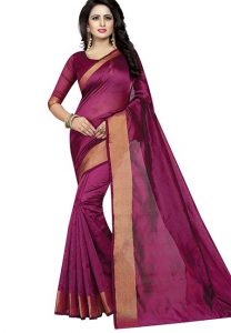 Monika Purple Ns Weaving Cotton Silk Sarees With Blouse