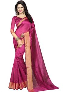 Monika Wine Ns Weaving Cotton Silk Sarees With Blouse