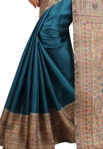 Rama Printed Kalamkaari Khadi Silk Sarees With Blouse