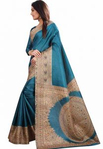 Rama Printed Kalamkaari Khadi Silk Sarees With Blouse