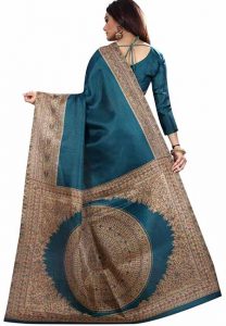 Rama Printed Kalamkaari Khadi Silk Sarees With Blouse