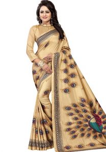 Kanhaiya Gold Printed Maalgudi Silk Sarees With Blouse