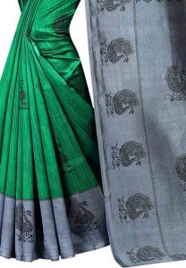 Mayuri Green Printed Mysore Art Silk Sarees With Blouse