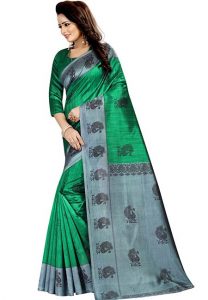 Mayuri Green Printed Mysore Art Silk Sarees With Blouse