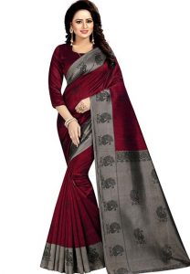 Mayuri Red Printed Mysore Art Silk Sarees With Blouse