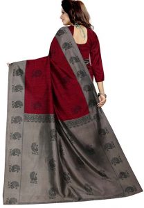 Mayuri Red Printed Mysore Art Silk Sarees With Blouse