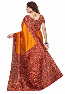 Sofi Mustard Printed Mysore Art Silk Sarees With Blouse