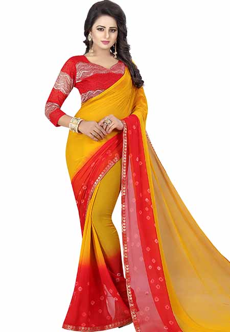 80% OFF on Bollywood Replica Sarees Red Pure Chiffon Plain Saree With Blouse  Piece on Snapdeal | PaisaWapas.com