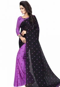 Goli Violet Printed Special Georgette Sarees With Blouse