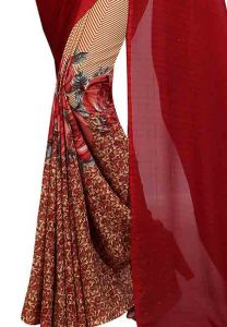 Half Maroon Printed Special Georgette Sarees With Blouse