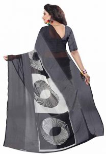 Milky Black Printed Special Georgette Sarees With Blouse