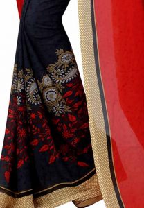 Partly Red Printed Special Georgette Sarees With Blouse