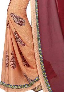 Plant Maroon Printed Special Georgette Sarees With Blouse