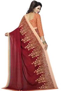 Plant Maroon Printed Special Georgette Sarees With Blouse