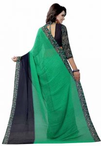 Trump Green Printed Premium Georgette Sarees With Blouse