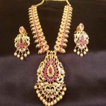 Marvellous High Gold Plated Pink Peacock Uncut Stone Bridal Necklace Set