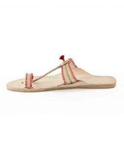 Good Looking Natural Red Laces Kolhapuri For Women