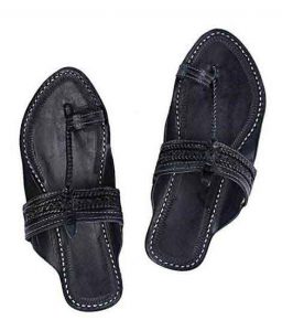 Different Looking Black Pointed Kolhapuri Chappal For Men