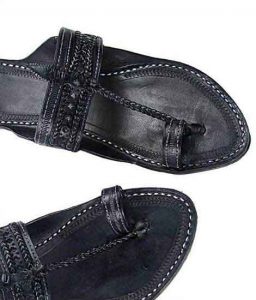 Different Looking Black Pointed Kolhapuri Chappal For Men