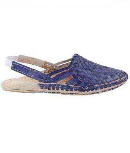 Outstanding Designer’S Blue Mat Design Back Strip Ladies Kolhapuri Half Shoe