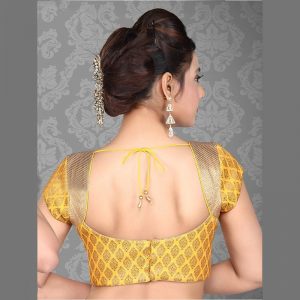 Yellow Brocade 1 Meter Un Stitched Blouse Fabric