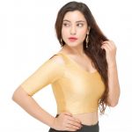 Gold Nylon Plain Stitched Blouse