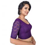 Brinjal Cotton Lycra Plain Stitched Blouse