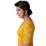 Yellow Cotton Lycra Plain Stitched Blouse