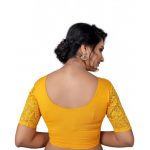 Yellow Cotton Lycra Plain Stitched Blouse