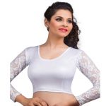 Silver Cotton Lycra Plain Stitched Blouse